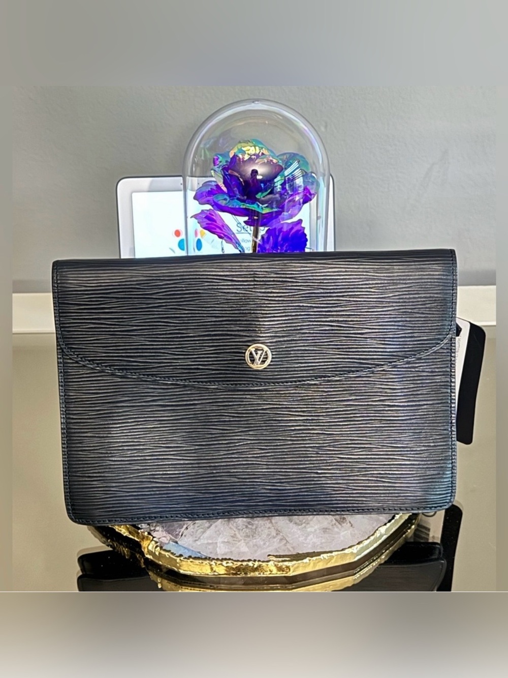 Authentic Louis Vuitton Black Epi Leather Clutch
